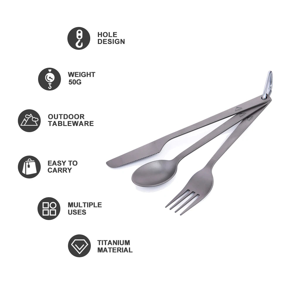 Widesea Titanium Spoon Fork Knife Set 50G Camping Tableware Ultralight  Travel Tourist Outdoor Cookware Gear Equipment