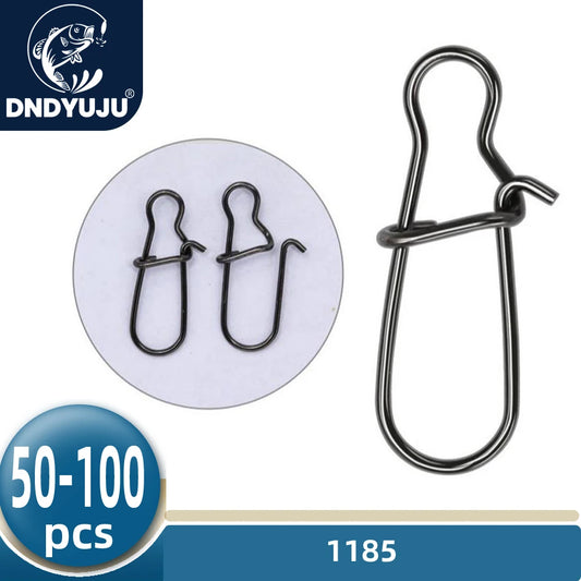 DNDYUJU 50 or 100pcs Stainless Steel Fishing Hook Snap Fishing Lure Pin Rolling Barrel Swivel Lure Connector Accessories Pesca