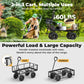 Garden Cart Utility Wagon Heavy Duty 660 lbs Yarn Cart Wagon Steel Mesh 10'' Flat Free Tire Dump Cart Removable Side