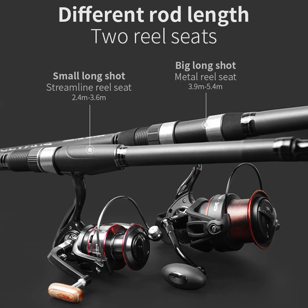 Carbon Fiber Spinning Fishing Rod 2.4m-5.4m Super Light 5/6/7/8 Sections Telescopic Long Distance Handle Sea Pole Lure 30g-200g