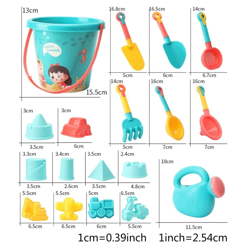 18Pcs/Set Infants Digging Sand Toys Plastic Bucket Shovel Sand Mold Watering Bottle Kids Summer Beach Game Children Toy