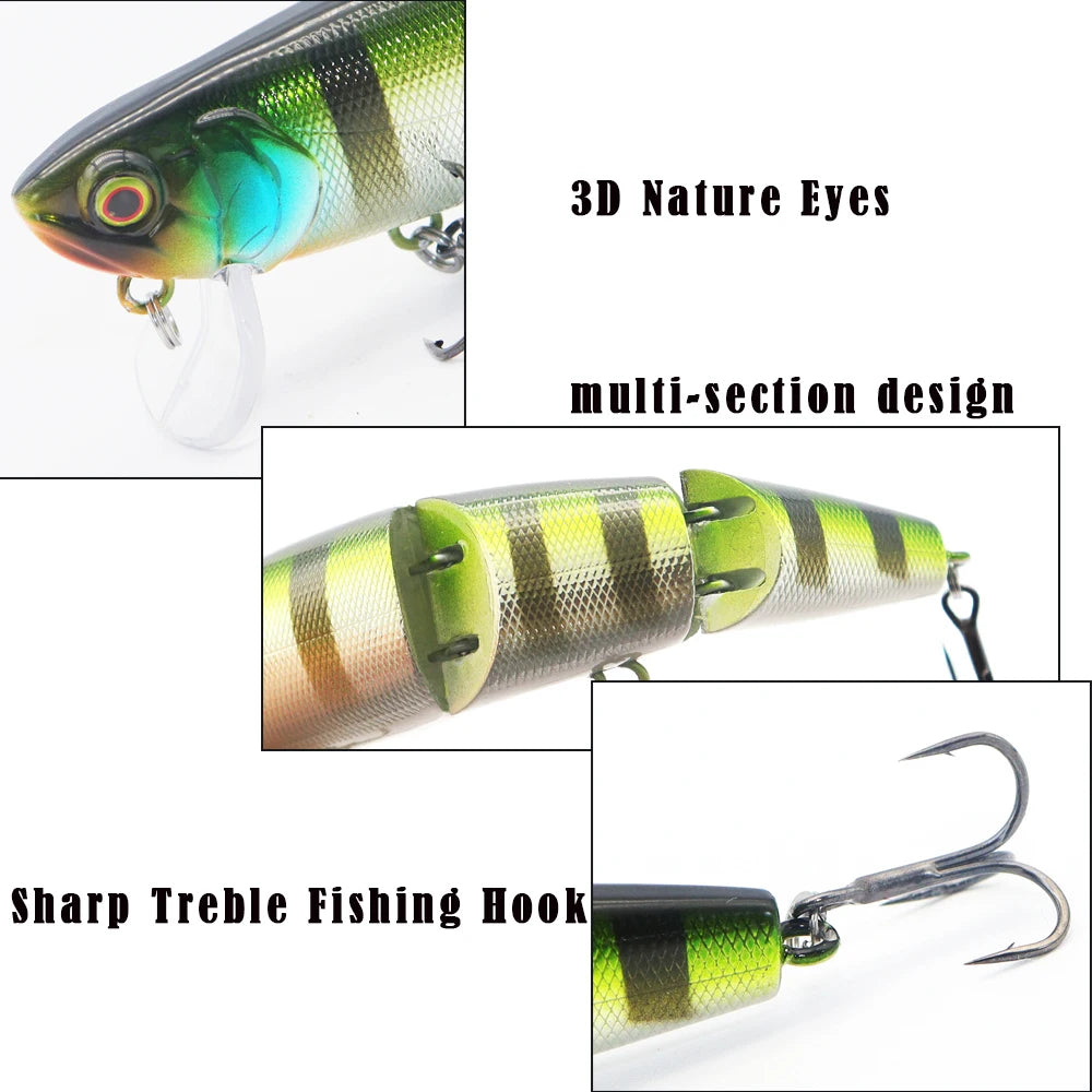 JEKEKU New 3 Sections Minnow Lure110m20g Swimbait Jointed Sinking Fishing Lure Diving Multi Jointed Bait for Trout Bass Pike