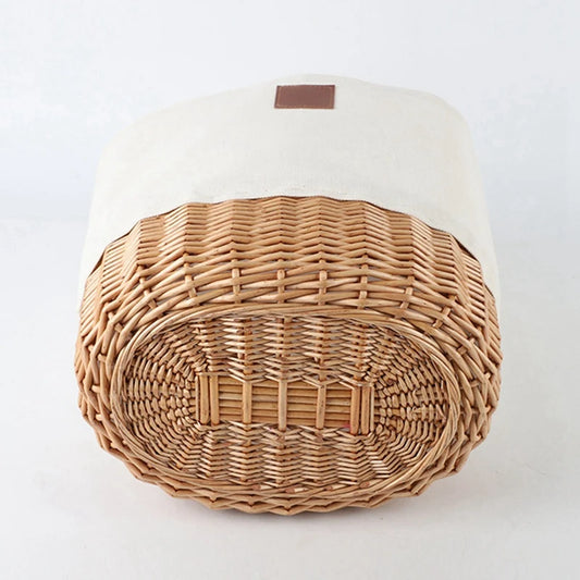 Picnic Basket,Picnic Tote Bag,Sturdy Woven Base & Canvas Beach Tote Bag