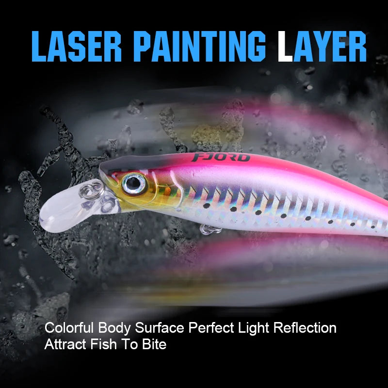 FJORD 90mm 31g Laser Miracle Sinking Black Minnow Hard Triple Hook Seawater Saltwater SwimBait Artificial Pesca Fishing Lure