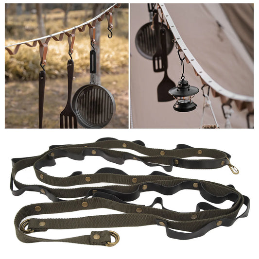 Camping Storage Lanyard 26 Hanging Hole Multifunctional Outdoor Clothesline For Backpacking Picnic Traveling Fishing