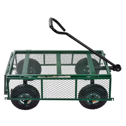 Steel Outdoor Utility Garden Trolley Cart, Green Camping Wagon, Home Supplies, Free Shipping