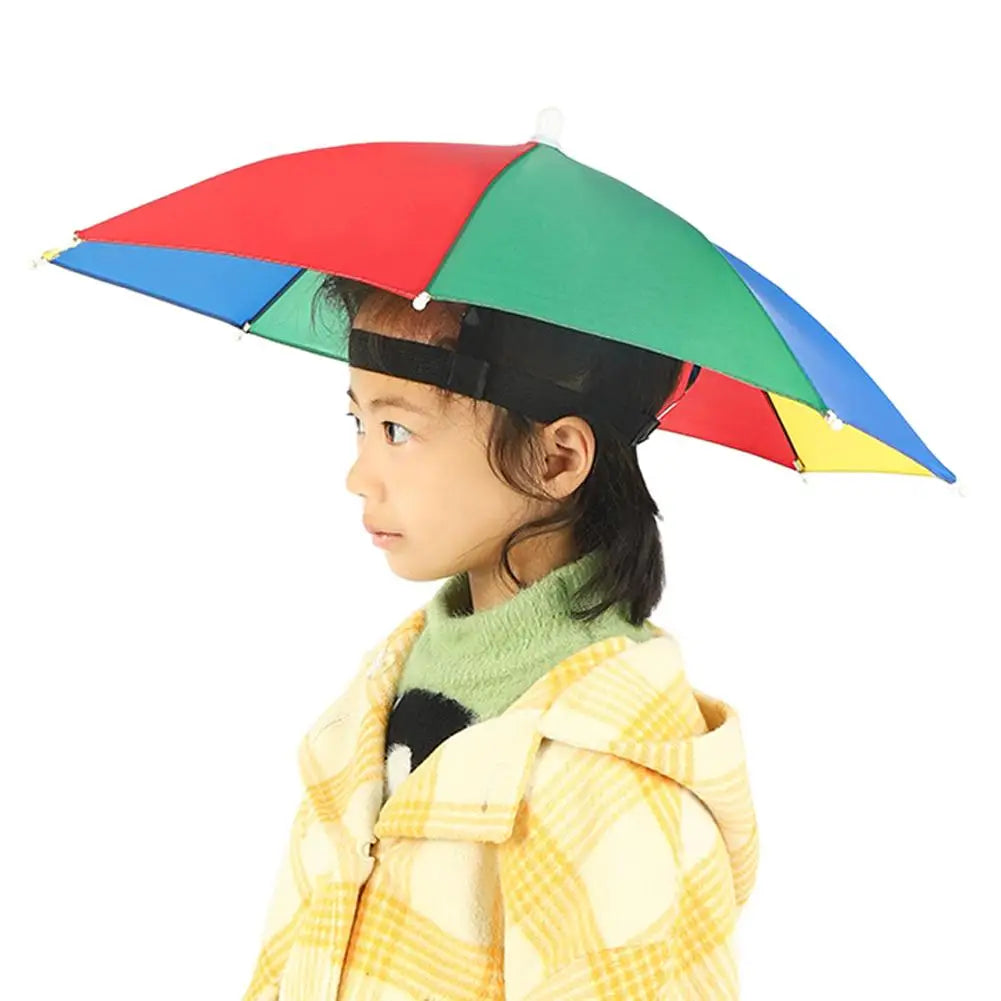 Children Rain Umbrella Hat Portable Foldable Outdoor Fishing Cap Wear Kids Camping Beach Waterproof Hats Shade X8y1