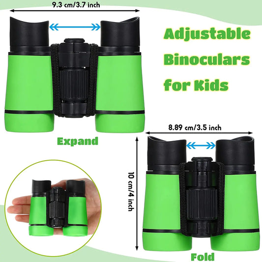 Kids Binoculars Set for Age 3-12 Years Boys Girls Hunting Folding Small Telescope Birthday Gifts Educational Camping Outdoor