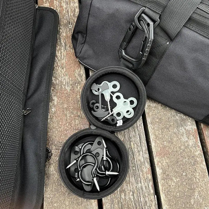 Camping Gear Organizer Box Round Waterproof Storage Case Anti-Collision Storage Box With D-Shape Hook For Hiking Fishing