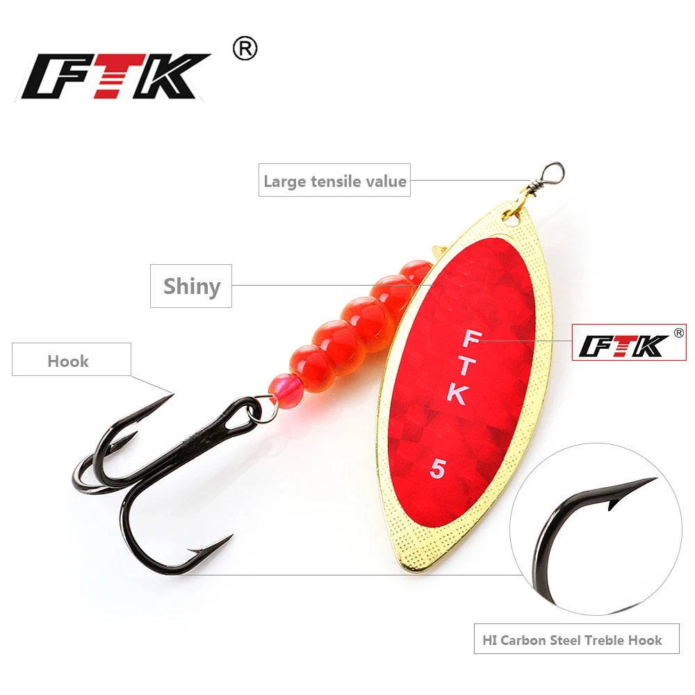 FTK 1pcs Fishing Lures Spinner Lure 7-20g Hard Lure Metal Jig Spoon Lure with Treble Fishing Tackle Bait Fishing items