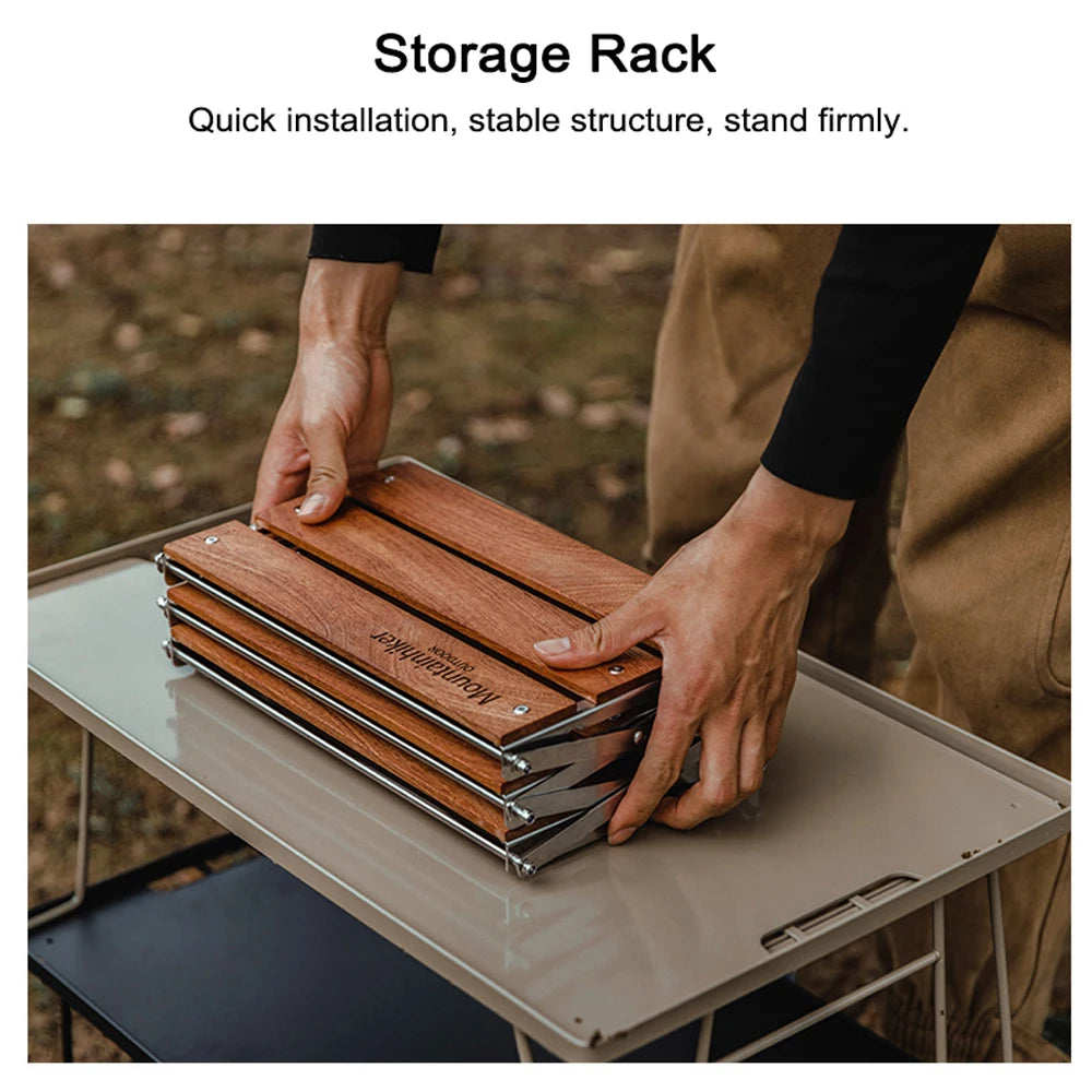 MOUNTAINHIKER Outdoor Camping Rack Portable Three-tier Rack Easy To Carry Foldable Picnic Camping Barbecue Folding Table