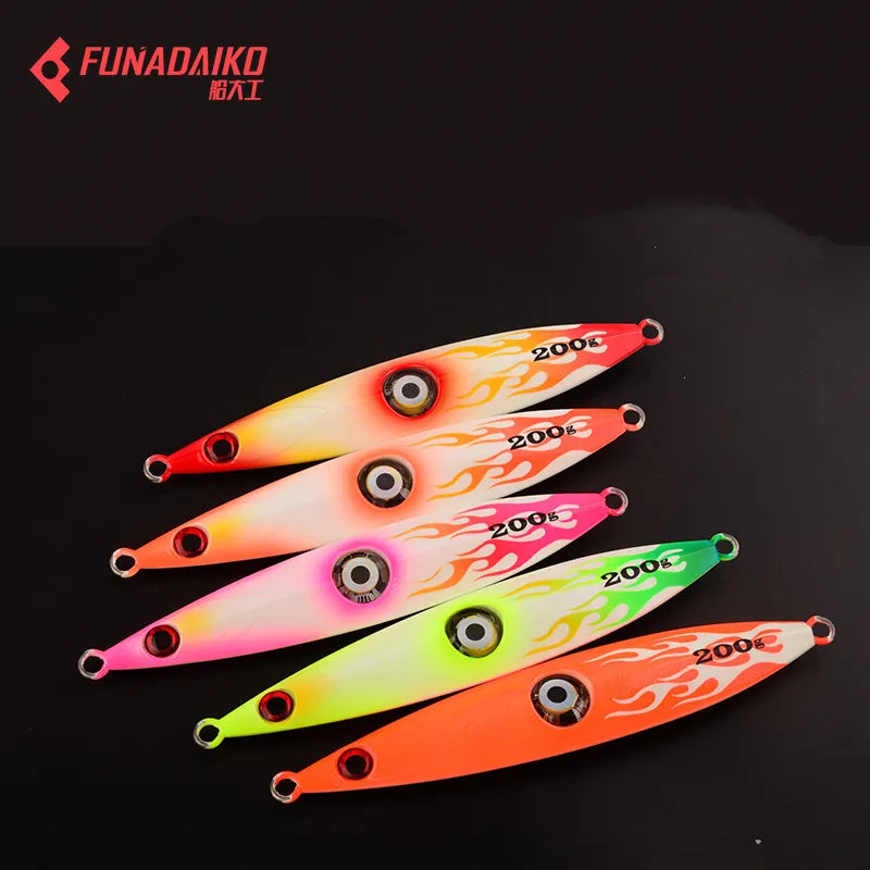 Funadaiko Slow jig 120g 150g 200g 250g 300g Glow With Led Light Lure Fishing Pesca Bait Metal Hard Boat Sea JIgging