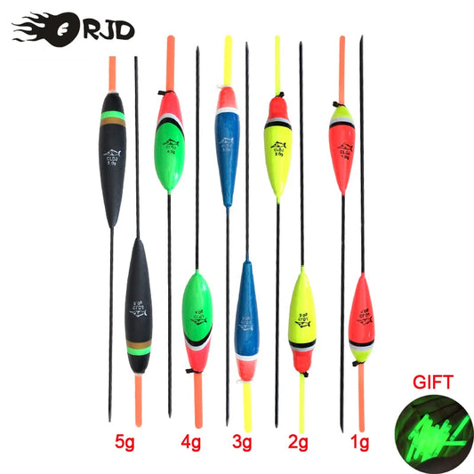 10pcs carp fishing Bobber Fluctuate Mix Size Fishing Floats Set Buoy Bobber With Fluorescent Lightstick Light 1g 2g 3g 4g 5g