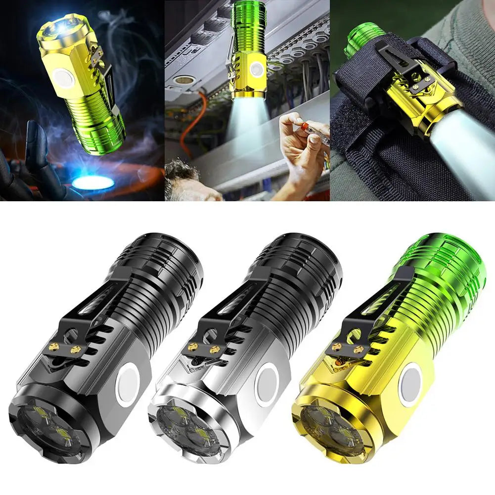 Powerful Pocket Flashlight Led Waterproof 5 Gear Portable Camping Flashlight Usb Charging Outdoor Hand Torch for Camping Fishing