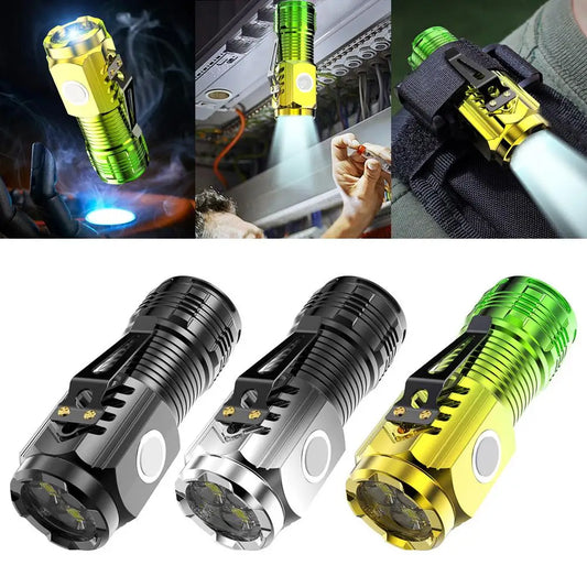 Powerful Pocket Flashlight Led Waterproof 5 Gear Portable Camping Flashlight Usb Charging Outdoor Hand Torch for Camping Fishing