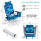 US Coconut tree Metal Folding Backpack Beach Chair Table Set 5-Position Outdoor Reclining Chair Printed, 2-Pack