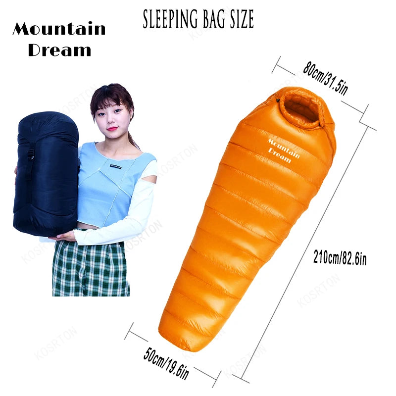 Winter Down Sleeping Bag Adult Mummy White Goose Down Warm Sleeping Bag Three Seasons Suitable For Camping Trips