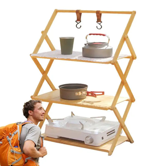 Camping Foldable Shelf Multi Tier Camping Portable Racks Wear Resistant And Fashionable Folding Picnic Table Storage Shelf