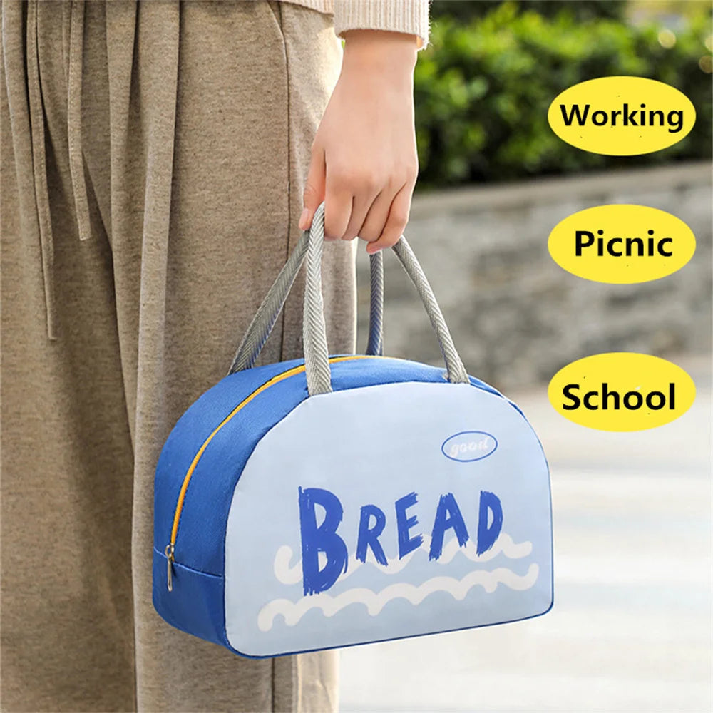 New Alphabet Print Thermal Lunch Bags For Children Kids Storage Bento Handbag Lunchbox Food Bag Camping Insulation Picnic Bag