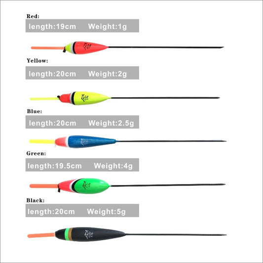 10pcs carp fishing Bobber Fluctuate Mix Size Fishing Floats Set Buoy Bobber With Fluorescent Lightstick Light 1g 2g 3g 4g 5g