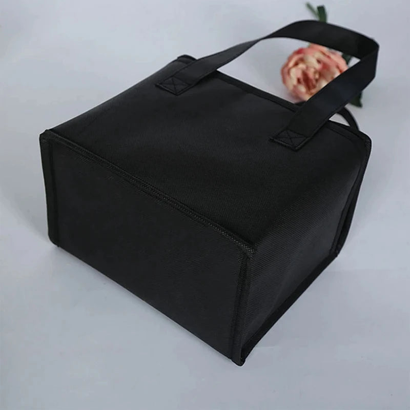 S/L Black Insulated Car Office Portable Lunch Cooler Folding Insulated Picnic Ice Bag Zipper Picnic Camping Tin Foil Food Bag