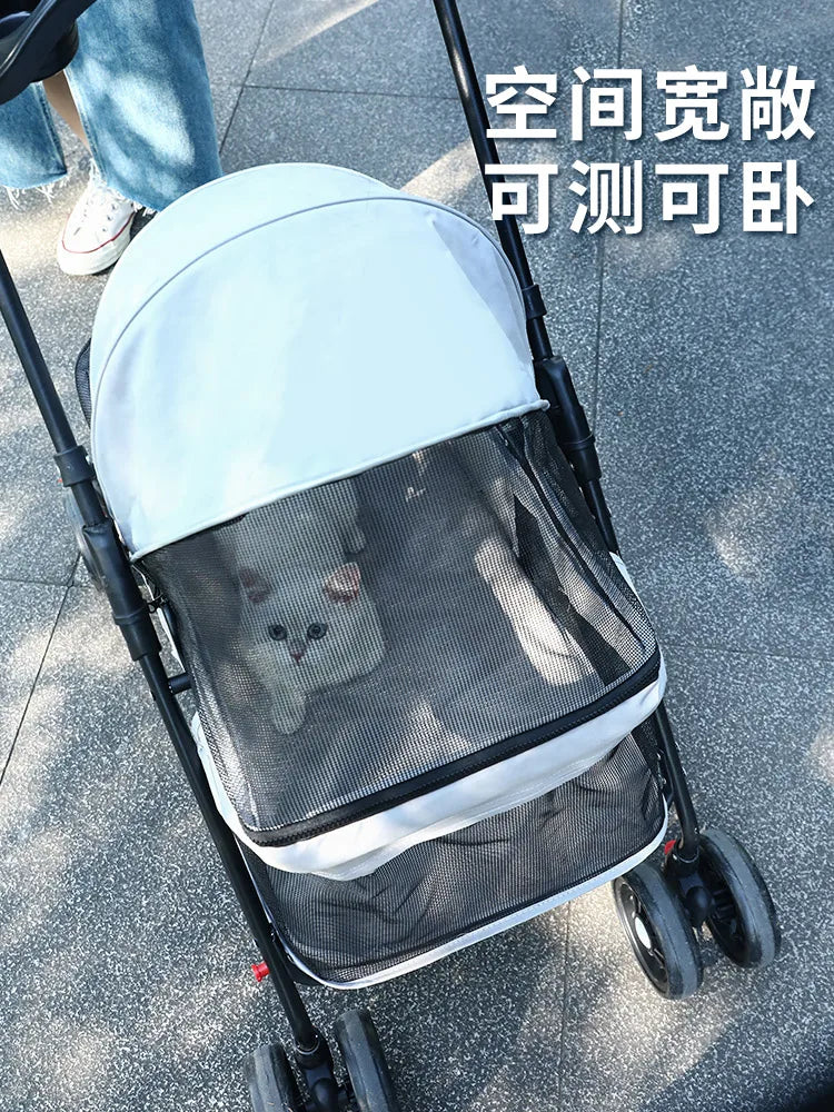 Foldable Lightweight Pet Stroller: Dedicated for Cats and Dogs, Ideal for Small Pets Outings