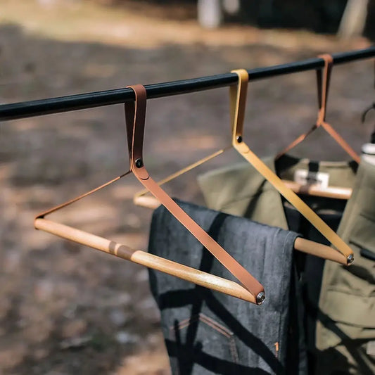 Wood Camping Accessories Picnic Outdoor Camping Clothes Hanging Stand Outdoor Hanging Rack Clothes Hanger Leather Hanging Rack