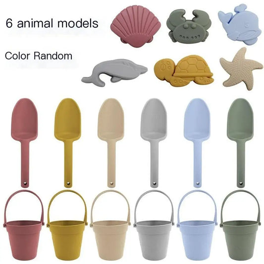 8pcs Summer Beach Toys For Kids Silicone Shovel Bucket Beach Sand Toys For Boys Girls Birthday Gifts