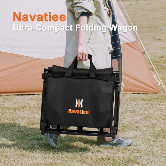 Wagon Cart Heavy Duty Foldable, Collapsible Wagon with Smallest Folding Design, Utility Grocery Wagon for Camping Shopping