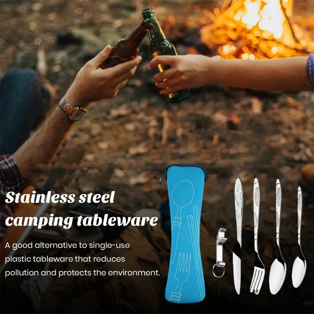 Lightweight Stainless Steel Cutlery Stainless Steel Camping Cutlery Set with Storage Bag for Travel Picnic Use for Outdoor