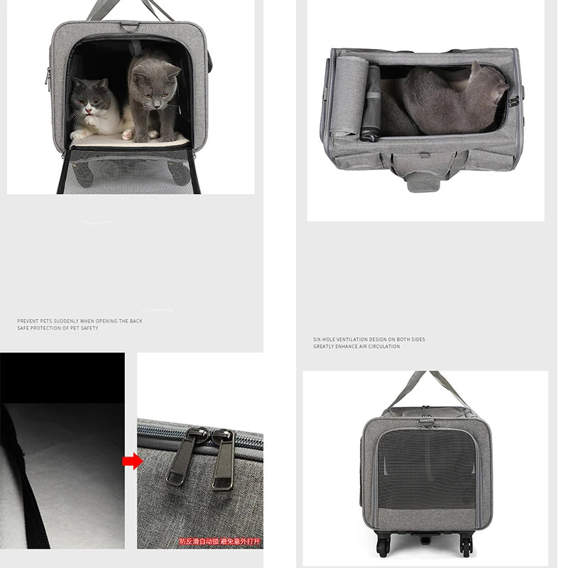 Cat Bag Outing Trolley Case Large Capacity Portable Suitcase for Two Cats Small and Medium-sized Dog Backpack Pet Stroller