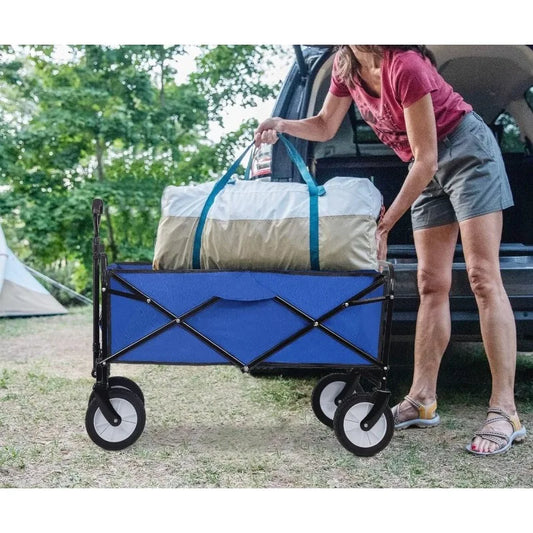 Collapsible Folding Wagon Garden Cart Beach Wagon Grocery Wagon All-Terrain Wheels Garden Grocery Wagon, Beach Cart