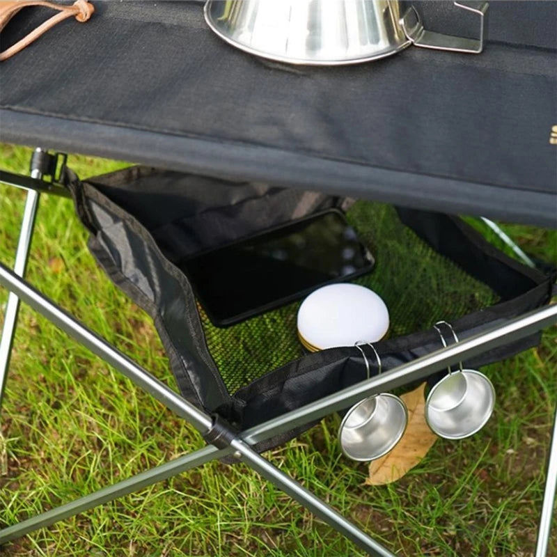 Outdoor Folding Net Bag Picnic Under Table Storage Bag Desk Box Tripod Mesh Basket Organizer for Camping Table Rack Bag