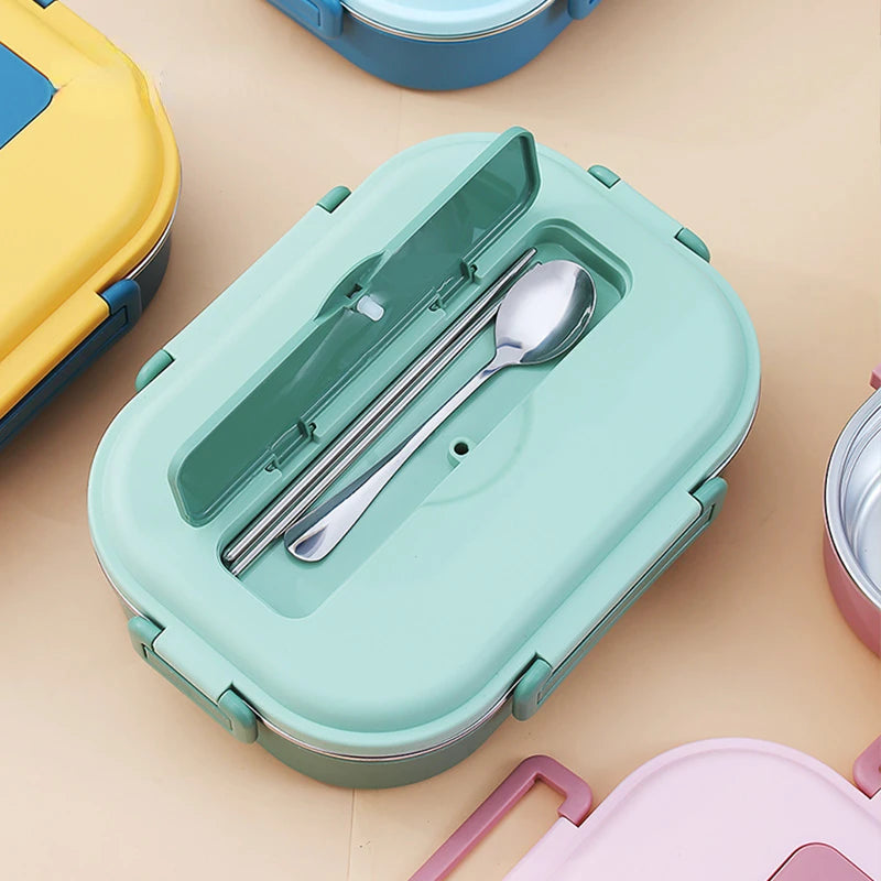 Bento Box Kids Portable Lunch Box with Compartment 18/8 Stainless Steel Food Container for Children School Picnic Bento Food Box