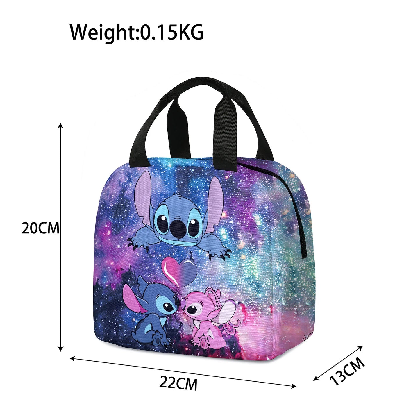 Disney Stitch Oxford Cloth Lunch Bag for Children Stitch Waterproof Insulated Outdoor Picnic Storage Box Cartoon Girls Handbag