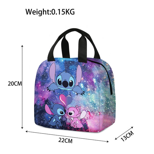 Disney Stitch Oxford Cloth Lunch Bag for Children Stitch Waterproof Insulated Outdoor Picnic Storage Box Cartoon Girls Handbag