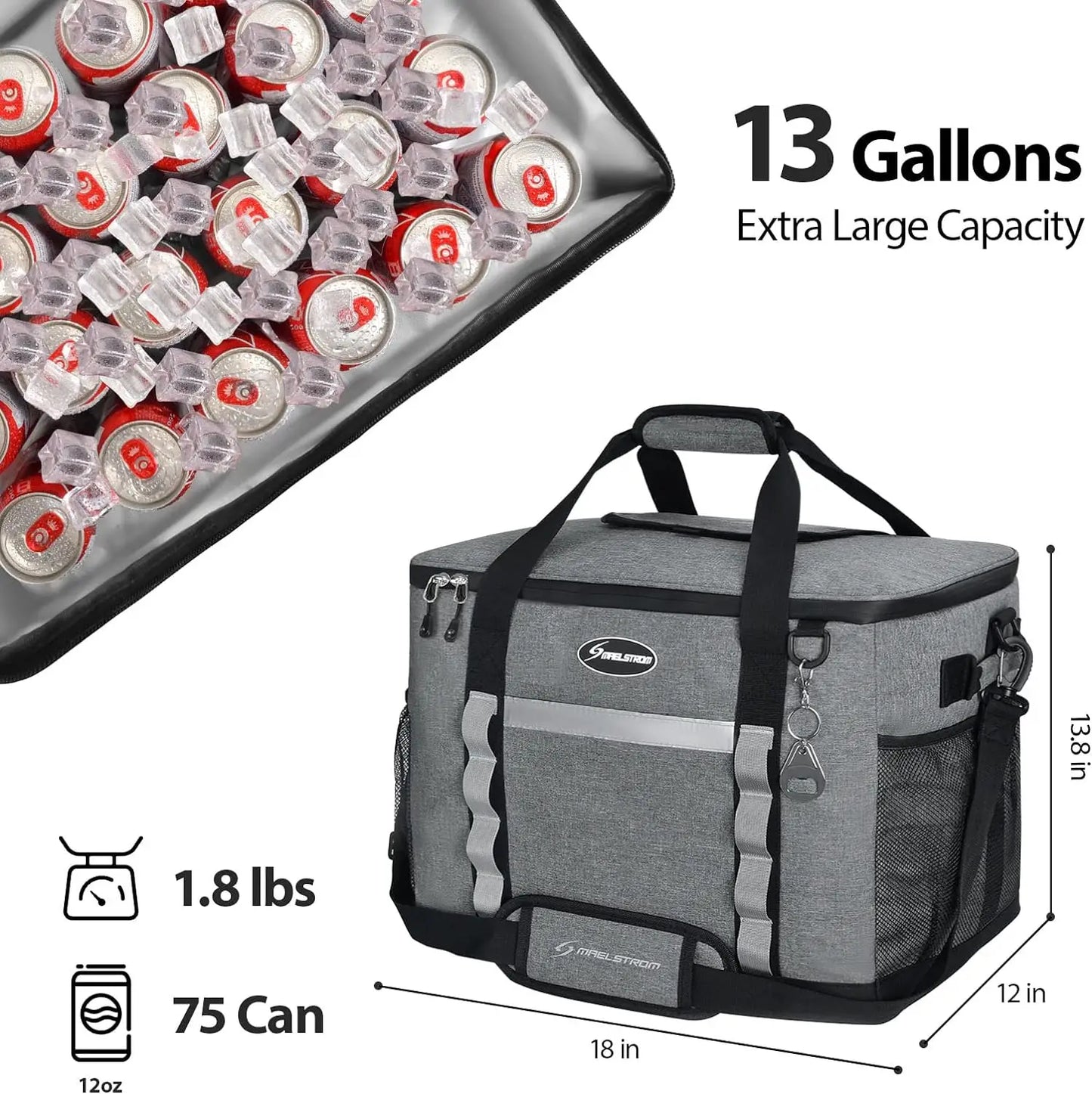 Maelstrom Soft Cooler Bag,Collapsible Soft Sided Cooler,30/60/75 Cans Beach Cooler,Ice Chest,Large Leakproof Camping Cooler