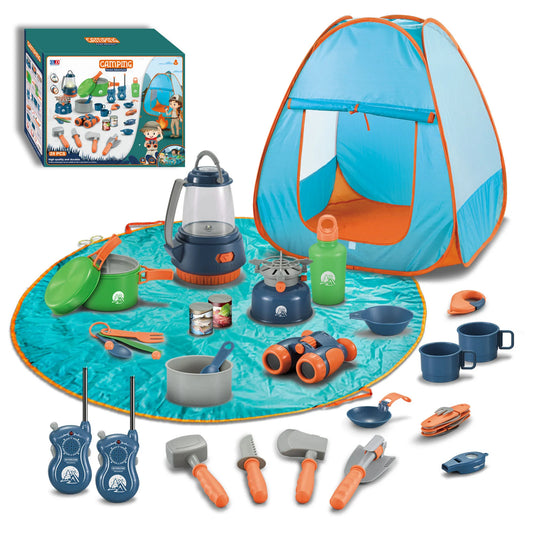 Kids Camping Tent Set Toys 46pcs WithTelescope, Walkie Talkie For Toddler Boys Girls Outdoor Toys / Toy Tent