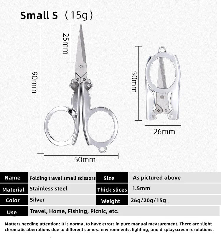 ALASICKA Stainless Steel Multipurpose Portable Fishing Folding Scissors Mini Folding Scissors Cut Fishing Line Travel Scissors