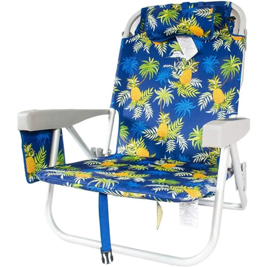 Beach Chair, Polyester, Yellow Pineapple,Adjustable,Durable,Lightweight Polyester 8 Pounds 24"D x 25"W x 30"H Beach Chairs