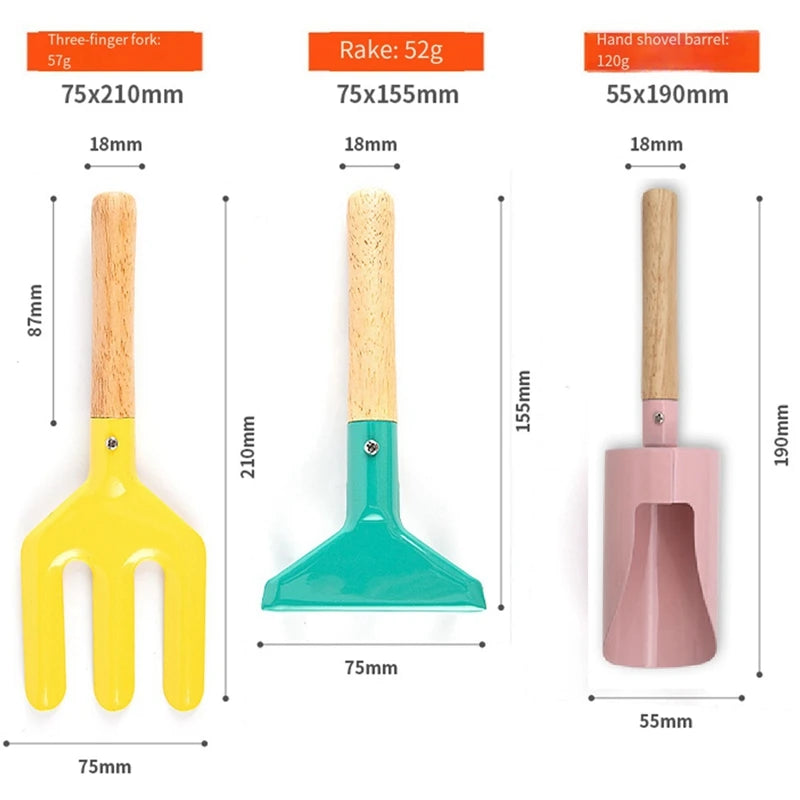 Children's Beach Toys, 6-Piece Set Children's Gardening Tools Sand Toy Set, Metal Gardening Tools, Beach Shovel