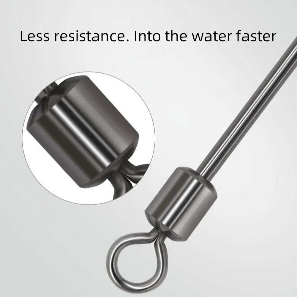 TIANNSII 20pcs Hard Steel Wire Long Pole Fishing Swivel Stainless Steel + Brass Rolling Bearing Swivel Fishing Accessories