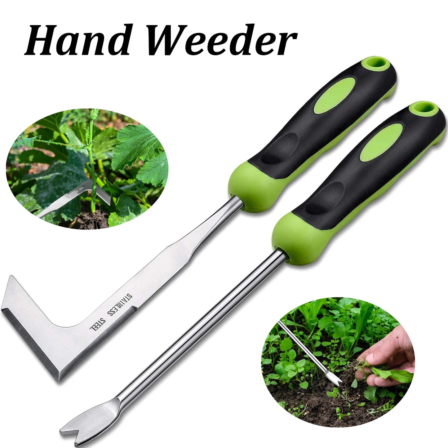 2PCS Stainless Steel Hand Weeder Tool L-Shaped Yard Crack Weeder Crevice Weeding Transplant Courtyard Gardening Plant Tool