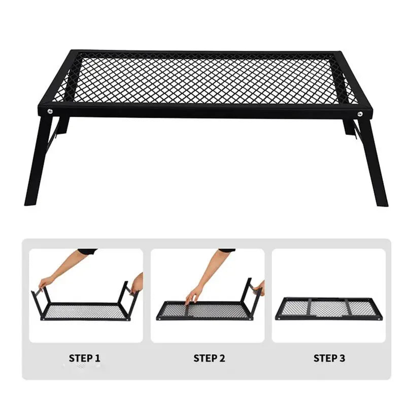 Camping Picnic Backy Mini Desk Folding Camping Table Portable Iron Desk Metal Cooking Table Anti-scalding Outdoor Tables