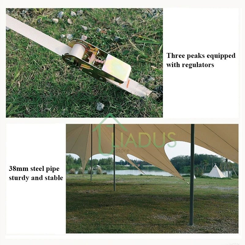 Waterproof Outdoor Camping Tent for Travel and Picnics Garden Sunshade Awning Tent Sun Shelter with Nail Wind Rope Camping Gear