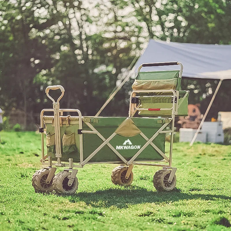 3-in-1 Folding Outdoor Wagon for Children and Goods Large-capacity Outdoor Camping Picnic Trolley Multifunction Kids Cart