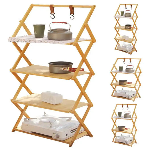 Camping Foldable Shelf Multi Tier Camping Portable Racks Wear Resistant And Fashionable Folding Picnic Table Storage Shelf