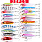 20PCS Quality Metal Cast Jig Spoon Set 20g 30g 40g 60g Shore Casting Jigging Fish Sea Bass Fishing Lure Artificial Bait Tackle