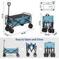 Heavy Duty Foldable Wagon with 330lbs Weight Capacity  Folding Utility Garden Cart with  All-Terrain Beach Wheels  Drink Holders