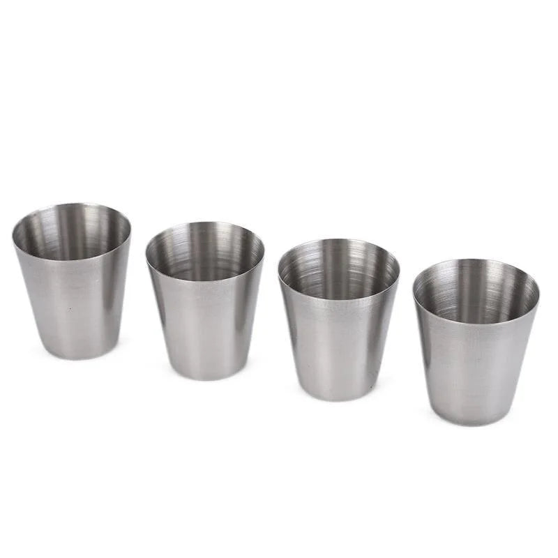 4pcs Outdoor Camping Tableware Travel Cups Set Picnic Supplies Stainless Steel Wine Beer Cup Whiskey Mugs